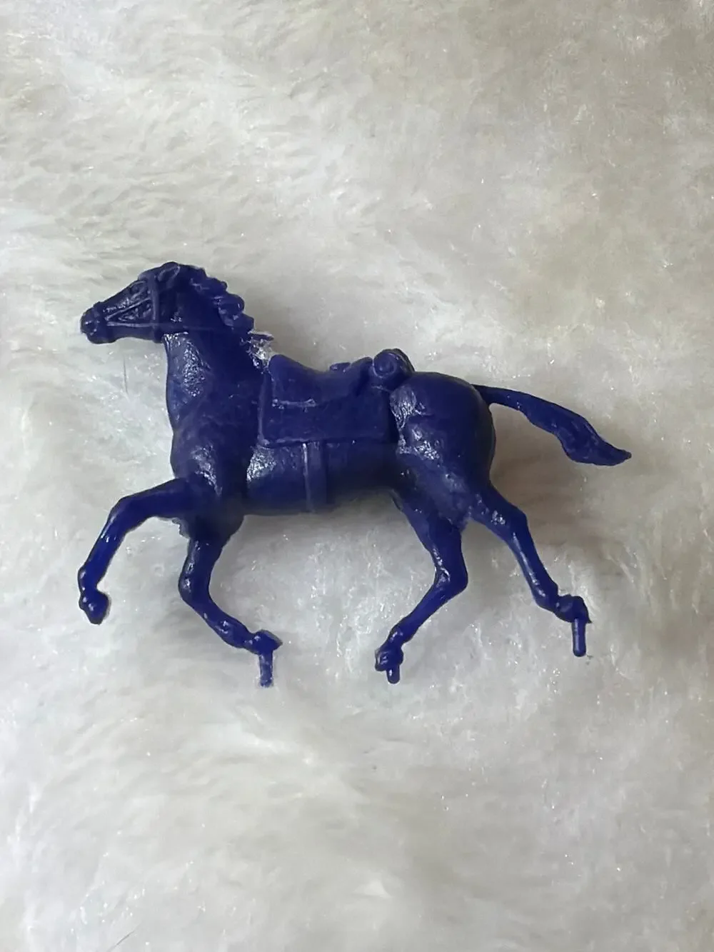 Vintage Blue Plastic Toy Horse Miniature Saddle Western Cowboy Figure